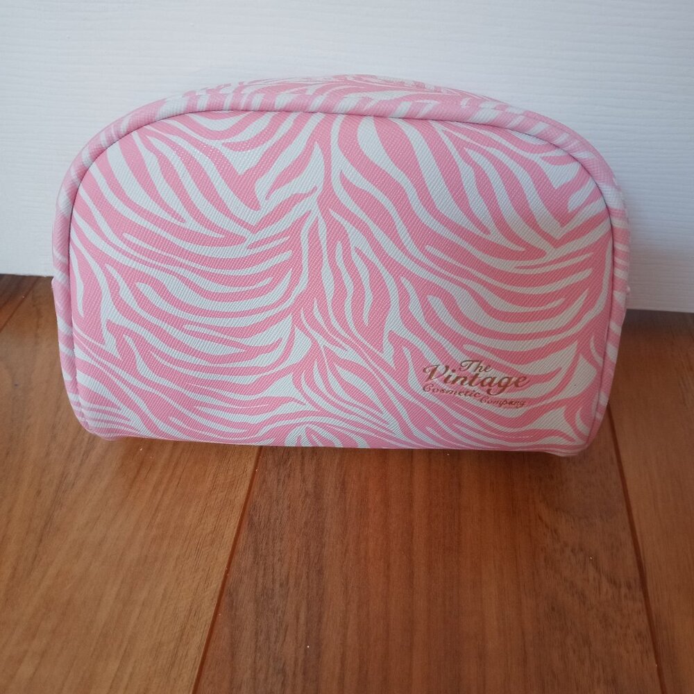 Pink & White Zebra Print Makeup Bag
